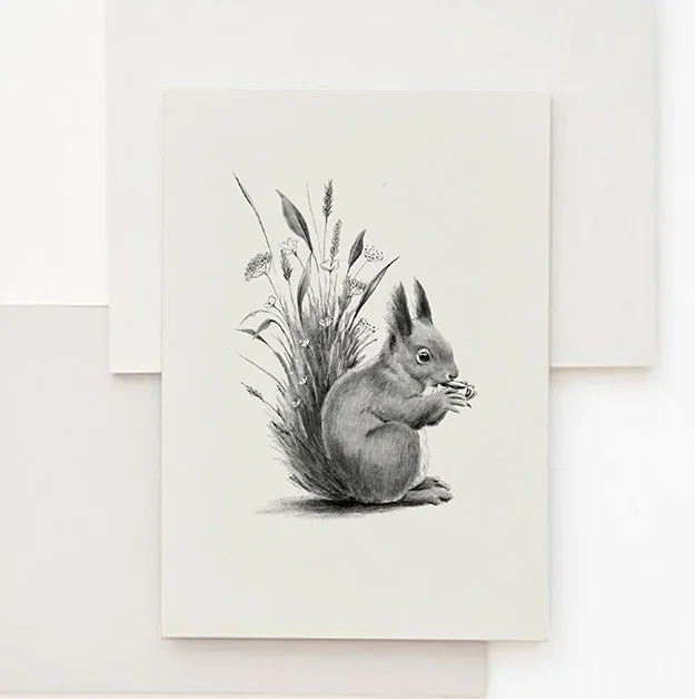 Diseños Nus for Design_Ilustración_Ardilla flores