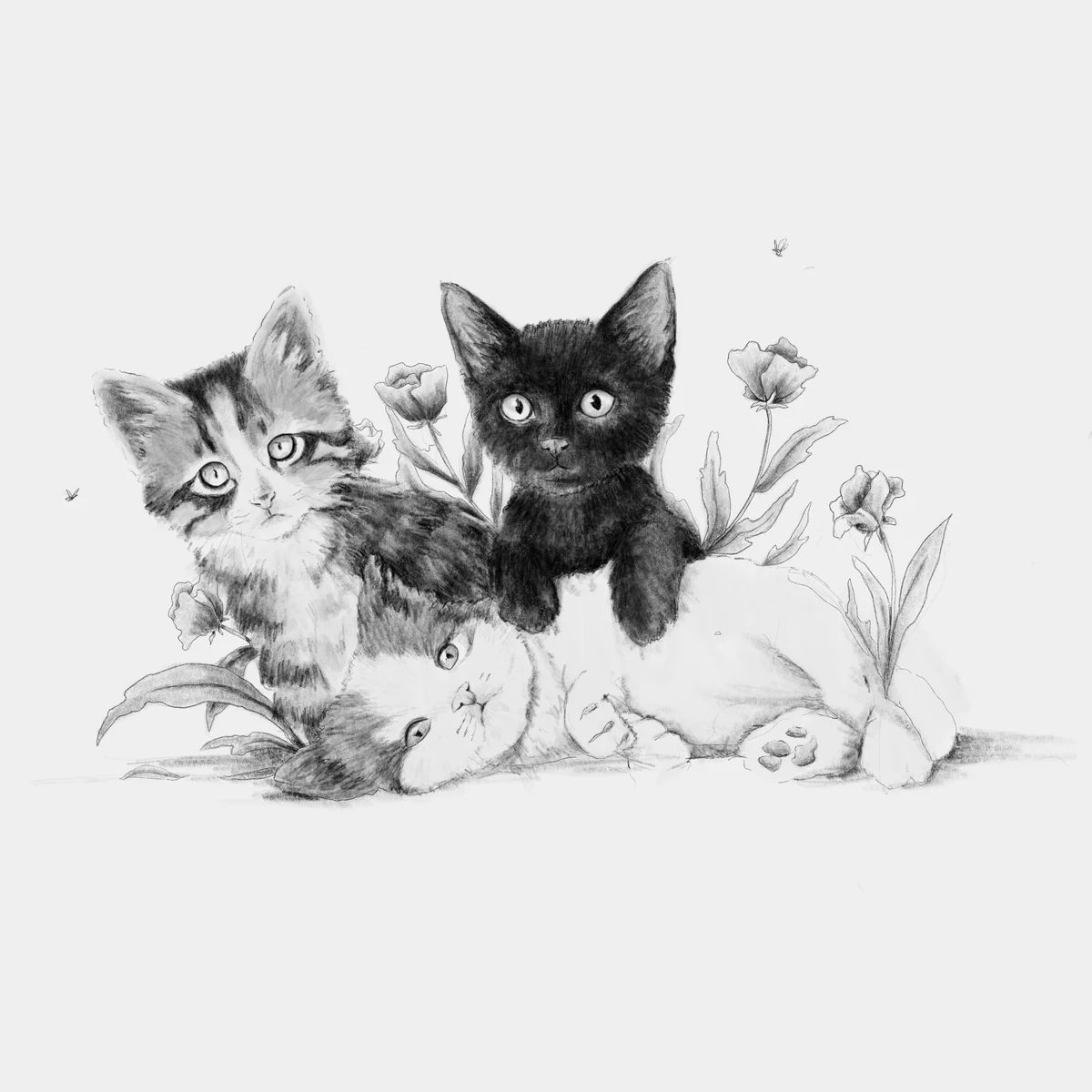 Lámina 3 Gatos - lámina ilustrada